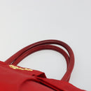 PRADA Ribbon Hand Bag Nylon Red Gold Auth 188725A-8