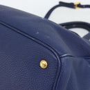 PRADA Hand Bag Vittero Dino Leather 2way Blue Gold Auth 188726-17