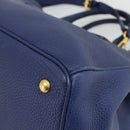 PRADA Hand Bag Vittero Dino Leather 2way Blue Gold Auth 188726-19