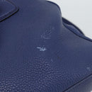 PRADA Hand Bag Vittero Dino Leather 2way Blue Gold Auth 188726-22