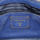 PRADA Hand Bag Vittero Dino Leather 2way Blue Gold Auth 188726-26