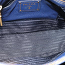 PRADA Hand Bag Vittero Dino Leather 2way Blue Gold Auth 188726-10
