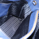 PRADA Hand Bag Vittero Dino Leather 2way Blue Gold Auth 188726-27