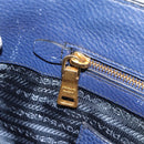 PRADA Hand Bag Vittero Dino Leather 2way Blue Gold Auth 188726-29