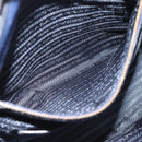 PRADA Hand Bag Vittero Dino Leather 2way Blue Gold Auth 188726-30
