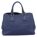 PRADA Hand Bag Vittero Dino Leather 2way Blue Gold Auth 188726-2