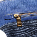 PRADA Hand Bag Vittero Dino Leather 2way Blue Gold Auth 188726-34