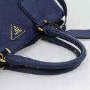 PRADA Hand Bag Vittero Dino Leather 2way Blue Gold Auth 188726-6