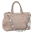 Miu Miu Matelasse Chain Shoulder Bag Leather 2way Pink Silver Auth 188727-1
