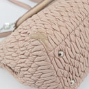 Miu Miu Matelasse Chain Shoulder Bag Leather 2way Pink Silver Auth 188727-20