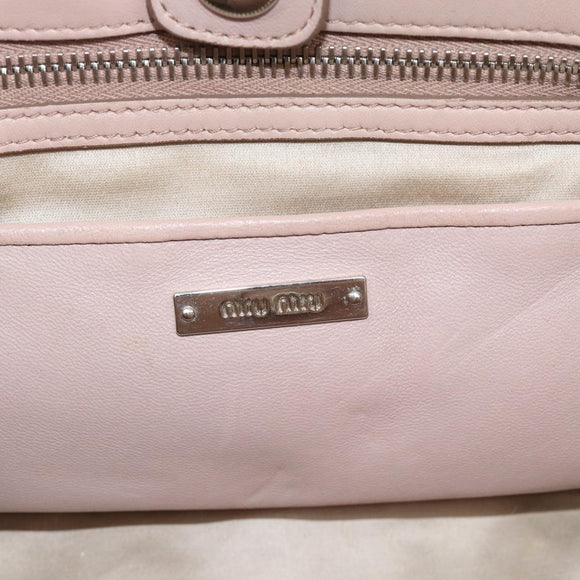 Miu Miu Matelasse Chain Shoulder Bag Leather 2way Pink Silver Auth 188727