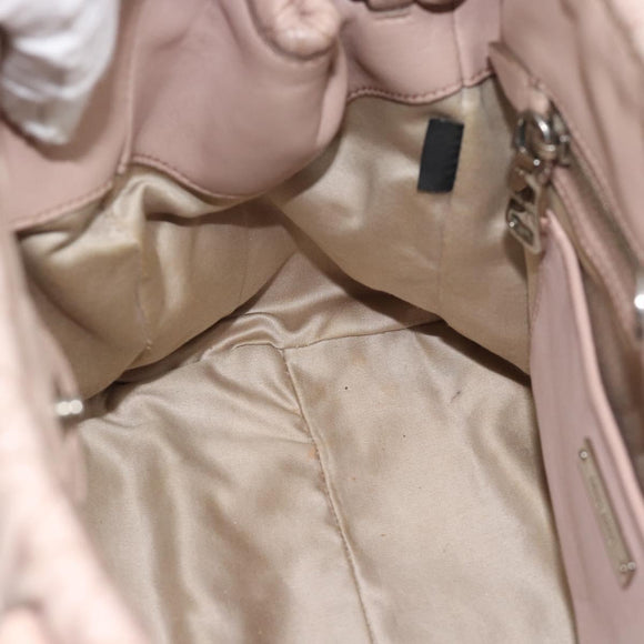 Miu Miu Matelasse Chain Shoulder Bag Leather 2way Pink Silver Auth 188727
