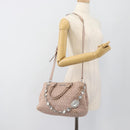 Miu Miu Matelasse Chain Shoulder Bag Leather 2way Pink Silver Auth 188727-27