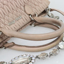 Miu Miu Matelasse Chain Shoulder Bag Leather 2way Pink Silver Auth 188727-7