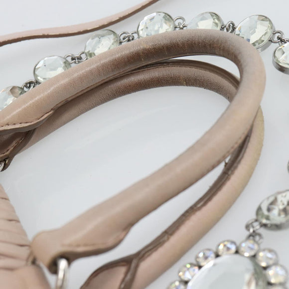 Miu Miu Matelasse Chain Shoulder Bag Leather 2way Pink Silver Auth 188727