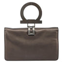 Salvatore Ferragamo Gancini Hand Bag Leather Gray Auth 188730A-2