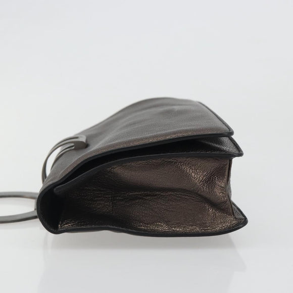 Salvatore Ferragamo Gancini Hand Bag Leather Gray Auth 188730A