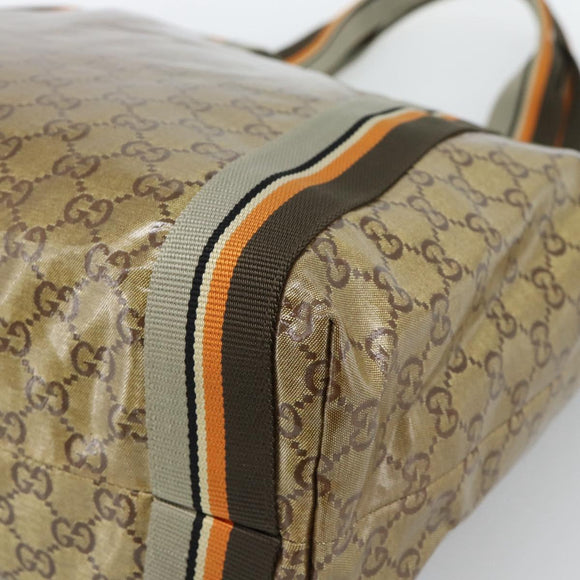 GUCCI GG Crystal Tote Bag Coated Canvas Beige 189669 Auth 188731