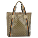 GUCCI GG Crystal Tote Bag Coated Canvas Beige 189669 Auth 188731-13