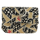 CHANEL Mini Matelasse Chain Shoulder Pouch Satin Beige Silver CC Auth 188736M-2