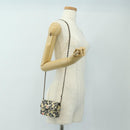 CHANEL Mini Matelasse Chain Shoulder Pouch Satin Beige Silver CC Auth 188736M-21