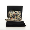 CHANEL Mini Matelasse Chain Shoulder Pouch Satin Beige Silver CC Auth 188736M-22