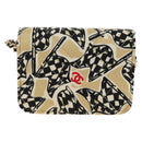 CHANEL Mini Matelasse Chain Shoulder Pouch Satin Beige Silver CC Auth 188736M-3