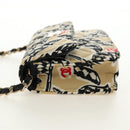CHANEL Mini Matelasse Chain Shoulder Pouch Satin Beige Silver CC Auth 188736M-4