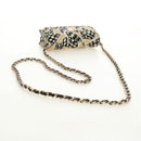 CHANEL Mini Matelasse Chain Shoulder Pouch Satin Beige Silver CC Auth 188736M-7