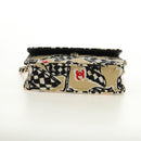 CHANEL Mini Matelasse Chain Shoulder Pouch Satin Beige Silver CC Auth 188736M-9