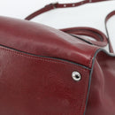 PRADA Hand Bag Leather 2way Red Silver Auth 188750M-9