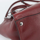 PRADA Hand Bag Leather 2way Red Silver Auth 188750M-18