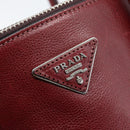 PRADA Hand Bag Leather 2way Red Silver Auth 188750M-20