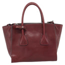 PRADA Hand Bag Leather 2way Red Silver Auth 188750M-2
