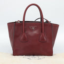 PRADA Hand Bag Leather 2way Red Silver Auth 188750M-12