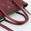 PRADA Hand Bag Leather 2way Red Silver Auth 188750M-7