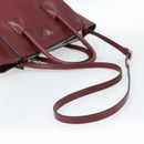 PRADA Hand Bag Leather 2way Red Silver Auth 188750M-8