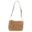 Miu Miu Matelasse Shoulder Bag Leather Beige Gold Auth 188751M-1