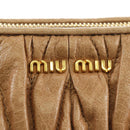 Miu Miu Matelasse Shoulder Bag Leather Beige Gold Auth 188751M-19