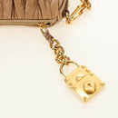 Miu Miu Matelasse Shoulder Bag Leather Beige Gold Auth 188751M-20