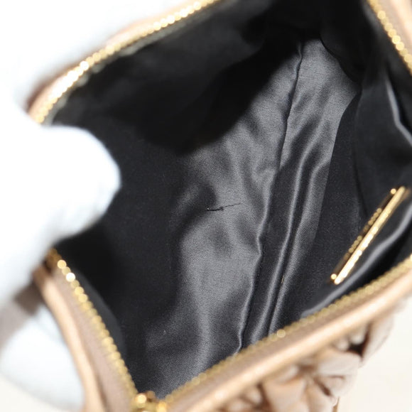Miu Miu Matelasse Shoulder Bag Leather Beige Gold Auth 188751M