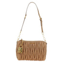 Miu Miu Matelasse Shoulder Bag Leather Beige Gold Auth 188751M-13