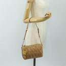 Miu Miu Matelasse Shoulder Bag Leather Beige Gold Auth 188751M-25