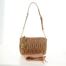 Miu Miu Matelasse Shoulder Bag Leather Beige Gold Auth 188751M-12