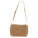 Miu Miu Matelasse Shoulder Bag Leather Beige Gold Auth 188751M-2