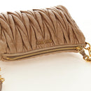 Miu Miu Matelasse Shoulder Bag Leather Beige Gold Auth 188751M-6