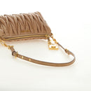 Miu Miu Matelasse Shoulder Bag Leather Beige Gold Auth 188751M-7