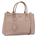 PRADA Galleria Hand Bag Safiano Leather 2way Pink Gold Auth 188752V-1