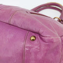 PRADA Hand Bag Leather Purple Gold Auth 188753M-8