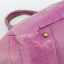 PRADA Hand Bag Leather Purple Gold Auth 188753M-15
